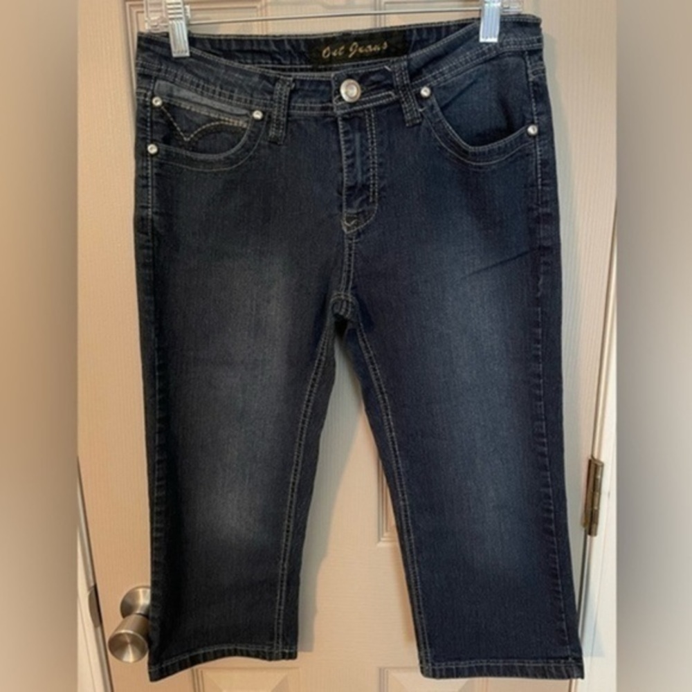 Out Jeans Stretch Capri Dark Wash Y2K